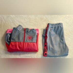 Girls Pink Grey LOVE Tracksuit Set